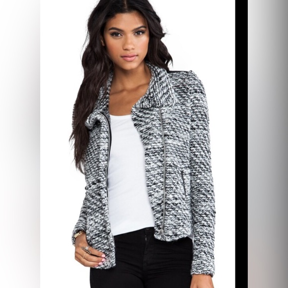 IRO josefina Black and White wool blend high Neck knitted jacket - Picture 2 of 9